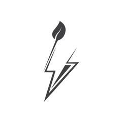 thunderbolt leaf or eco power energy circle  icon vector concept design template