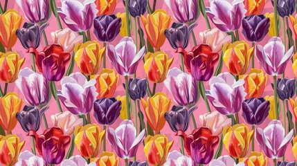 A colorful bouquet of flowers with a pink background. The flowers are of various colors, including red, yellow, and purple. The arrangement is vibrant and lively, creating a cheerful