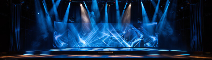 Spectacle of Light and Movement: Empty Stage Transformed for Modern Dance Entertainment