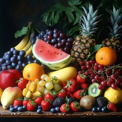 Naklejka na ściany i meble Various Types of Fruits Background