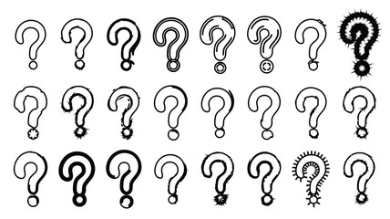 Set of Question Marks Vector Silhouettes