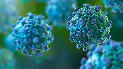 graphic  hpv virus, with focus graphics elements border, blue and green colors