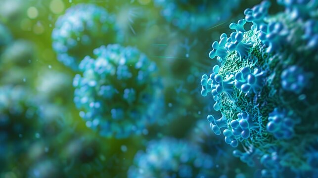 graphic  hpv virus, with focus graphics elements border, blue and green colors