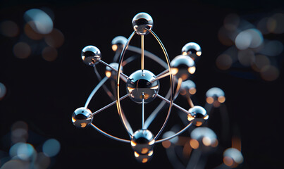 Molecule or atom Abstract molecular structure for Science,Generative AI 