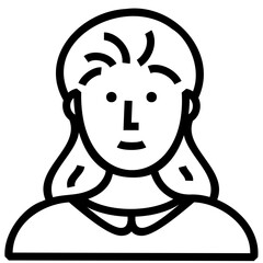 Modern young lady outline icon for web, mobile app and UI.