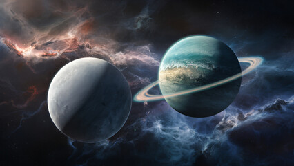 Obraz na płótnie Canvas Mercury Uranus Planet. Universe, cosmos, astronomy, solar, atmosphere, surface