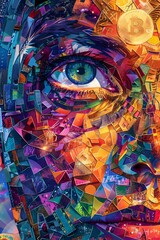 Fototapeta premium Cosmic Alignment Shaping the Bitcoin Symbol Surreal and Reflecting Cryptocurrency s Universal Influence on Finance
