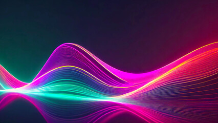 The glowing waves flow smoothly against the dark background