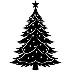 christmas tree silhouette vector illustration,icon,Santa characters,Holiday t shirt,Hand drawn trendy Vector illustration,christmas on black background