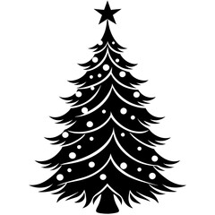 christmas tree silhouette vector illustration,icon,Santa characters,Holiday t shirt,Hand drawn trendy Vector illustration,christmas on black background