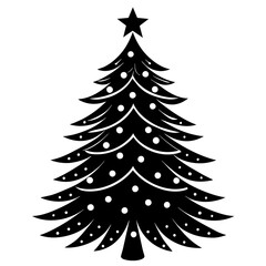christmas tree silhouette vector illustration,icon,Santa characters,Holiday t shirt,Hand drawn trendy Vector illustration,christmas on black background