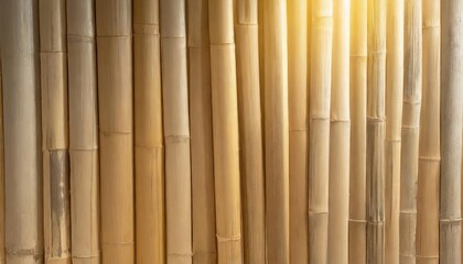 background and texture of decorative yellow bamboo wood on finishing wall surface