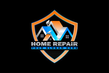 Home service, home repair, Construction Building logo design template