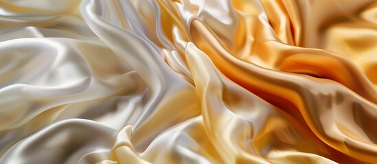 Later examination of the properties of white satin ,gold satin and cream satin quartz, woven fabric material, Ai generate - obrazy, fototapety, plakaty