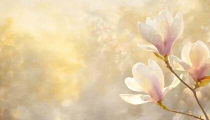 watercolor background textured ombre wash with magnolia flowers