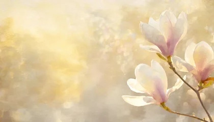 Rolgordijnen watercolor background textured ombre wash with magnolia flowers © Michelle