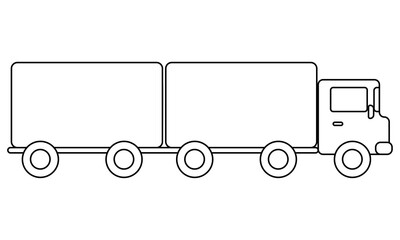 Long length truck for kids creativity and activity, Doodle coloring page with a vehicle