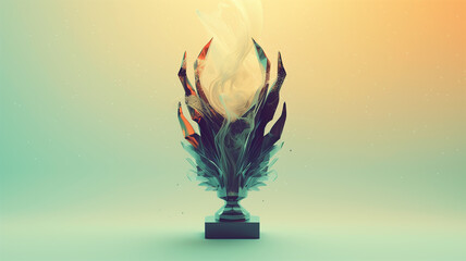 Clean, Minimalist Trophy Icon blending Surrealistic Fantasy and Achievement Concepts, Photographic Style
