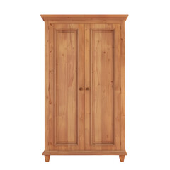 A wooden cabinet with two doors