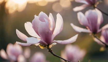 Gordijnen purple magnolia liliiflora in full bloom closeup nature background in spring © Leila