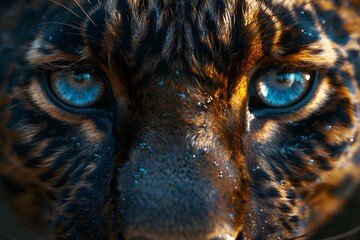 Close Up of a Tigers Face With Blue Eyes