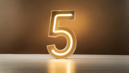 number 5 made from neon light generative ai
