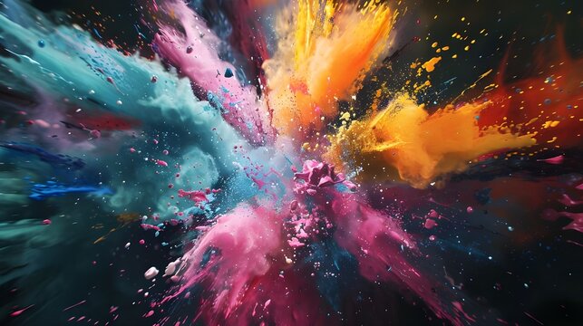 Explos&atilde;o de tintas multicoloridas Generative AI
