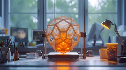 Foto op Canvas State-of-the-art 3D printer that creates modern complex geometric sculptures © VRAYVENUS