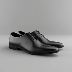 Blank black man classic shoes mockup, looped rotation, 3d rendering. Empty male casual classic shoes mock up rotating. Cleat fabric classic shoes with button and collar template. Generative AI