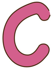 pink with brown border letter C