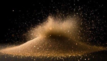 sand particles explosion on black background
