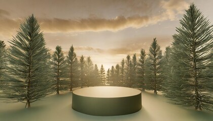 green product display podium pine concept 3d rendering