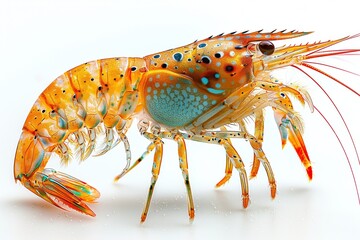 Isolated on a white background, a fresh shrimp promises a gourmet meal.
