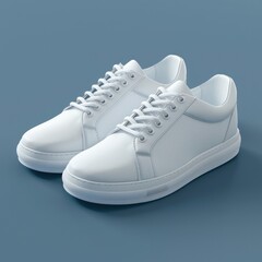 Blank white man sport shoes mockup, looped rotation, 3d rendering. Empty male casual sport shoes mock up rotating, isolated. Generative AI