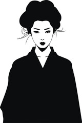 Japanese woman in kimono, geisha, woman in  traditional Japan clothes vector illustration