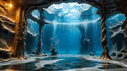 Underwater cave wonder tranquil serene harmony nature