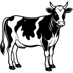 black cow silhouette vector illustration,icon,svg,cow characters,Holiday t shirt,Hand drawn trendy Vector illustration,cow on black background