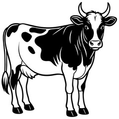 black cow silhouette vector illustration,icon,svg,cow characters,Holiday t shirt,Hand drawn trendy Vector illustration,cow on black background