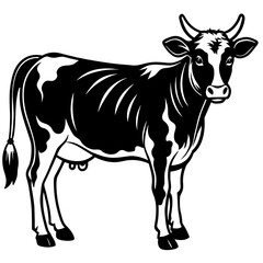 black cow silhouette vector illustration,icon,svg,cow characters,Holiday t shirt,Hand drawn trendy Vector illustration,cow on black background