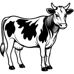 black cow silhouette vector illustration,icon,svg,cow characters,Holiday t shirt,Hand drawn trendy Vector illustration,cow on black background