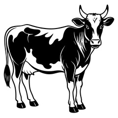 black cow silhouette vector illustration,icon,svg,cow characters,Holiday t shirt,Hand drawn trendy Vector illustration,cow on black background