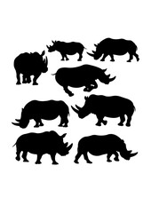 Rhinoceros wild animal silhouettes