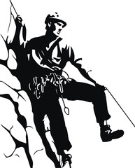 Rock climber silhouette vector illustration