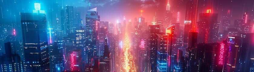 Dimensional rift in a busy modern city, scifi fantasy, chaotic and unpredictable, intriguing and alarming , 3D illustration - obrazy, fototapety, plakaty