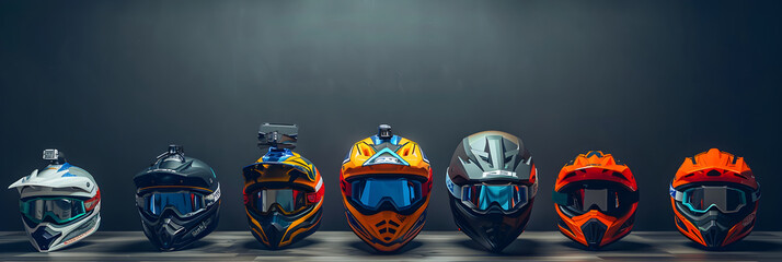 Range of Durable MX Helmets in Various Sizes and Colorful Designs