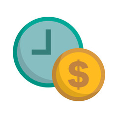 Flat design Hourly wage icon. Dollar and clock icon. Vector.