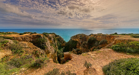 view of the coast, Ponta da Piedade, Portugal, Algarve, February 2024