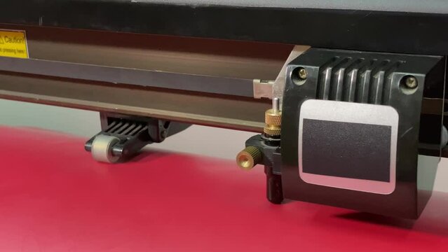 paper plotter. flatbed plotter. part of the device. slow motion video. High-quality shooting in 4K format.