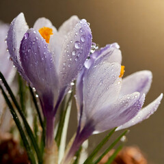 Fototapeta premium Gouttes d'eau sur des pétales de crocus