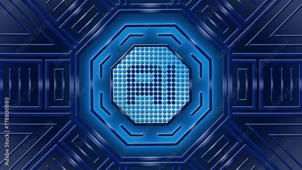 Poster modern futuristic background with glowing neon blue lights and ai letters centered in octagonal elem
